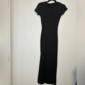 Fitted all black midi dress